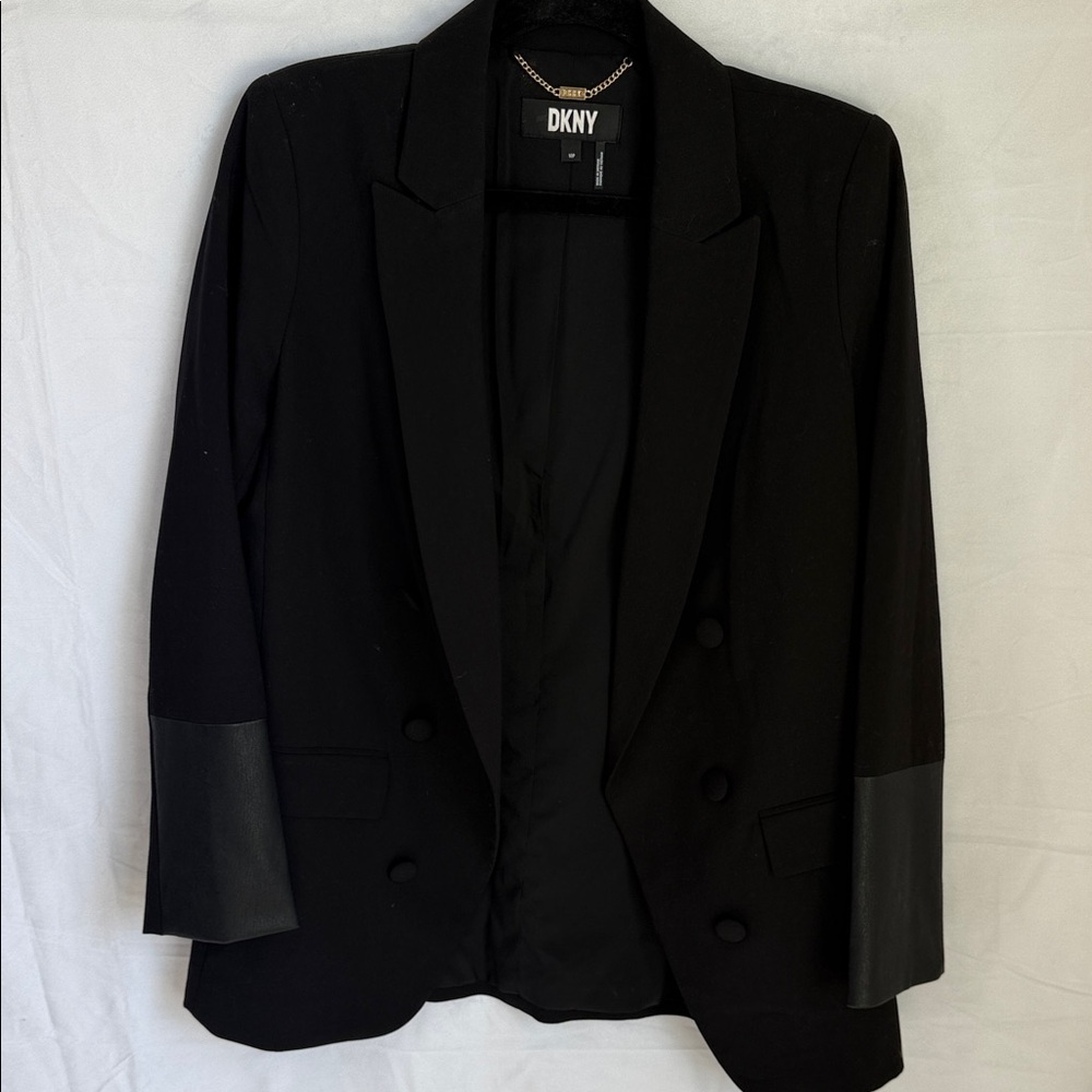 DKNY Black Jacket with Leather Details